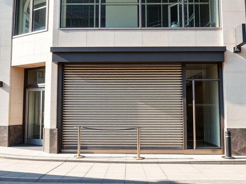 Commercial roller shutter on a modern storefront
