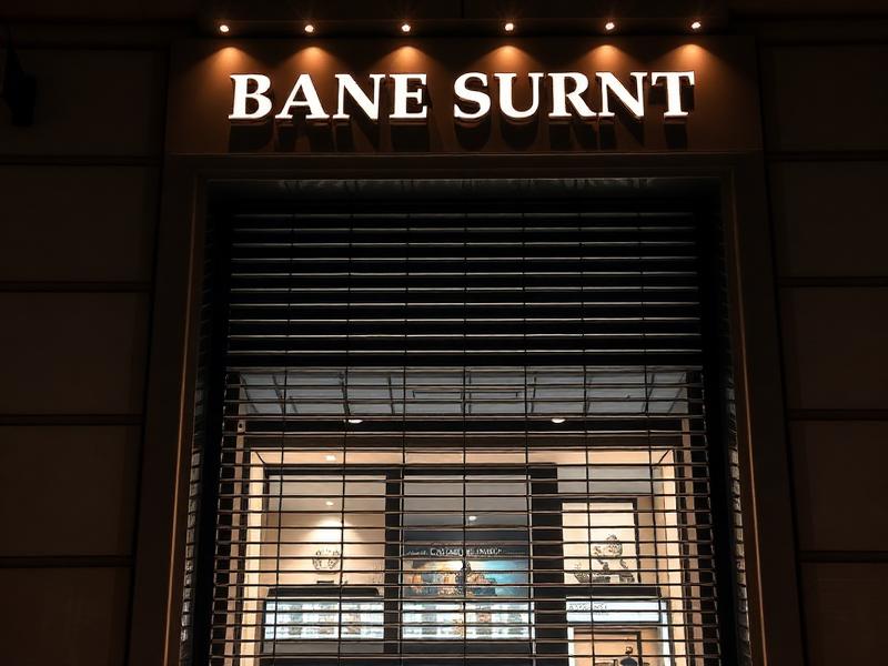 High security grille shutter at night